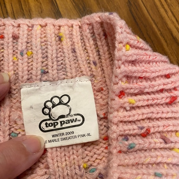 Top Paws Dog Apparel Pink cable knit sweater XL - Picture 3 of 3